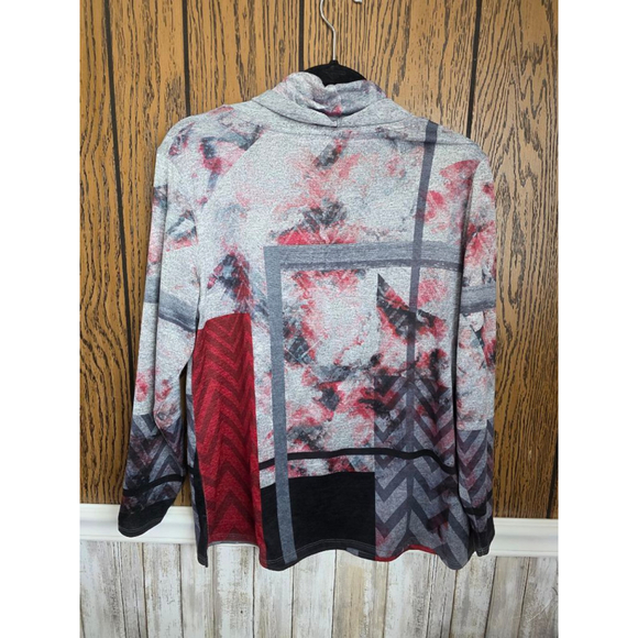 Women's Christopher & Banks Petite Long Sleeve Tee MP Gray Red - Picture 4 of 4